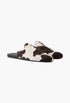 White / Dark Brown - Printed Leather Mules - GLAM MODA